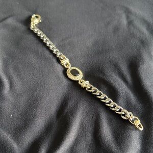 Gold-Tone Chain Bracelet with Black Center Stone – Women Jewelry